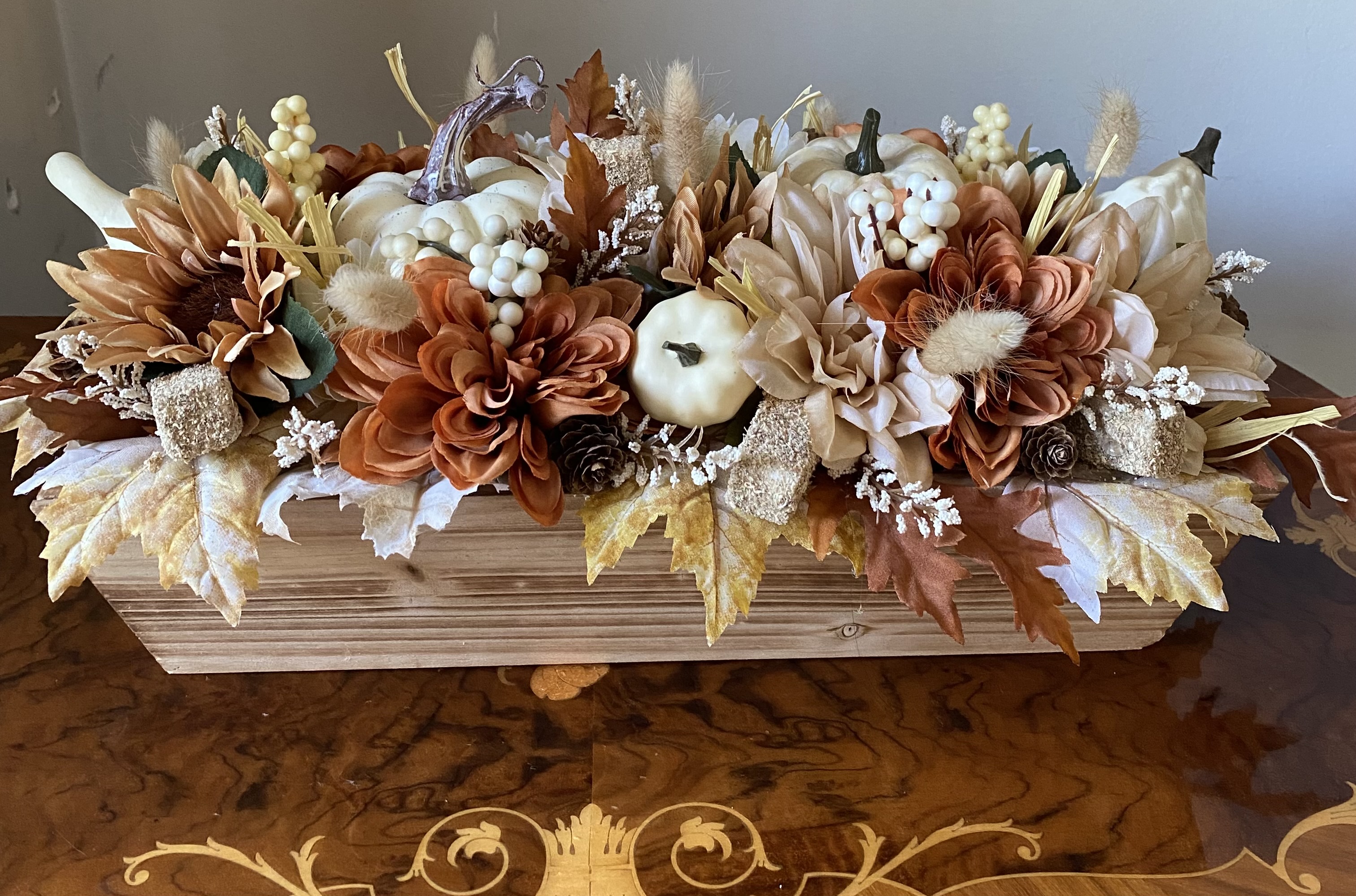 Fall Centerpiece in Wooden box, Fall Centerpiece, fall table centerpieces,  free shipping